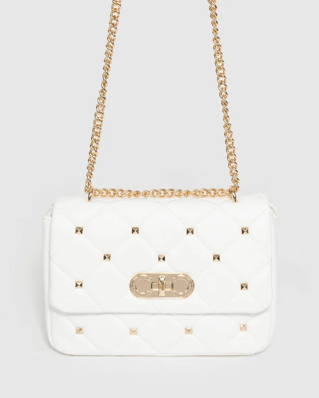 White Amillia Studed Crossbody Bag