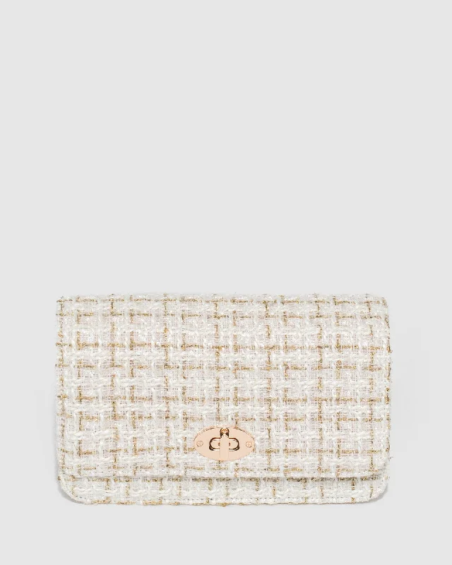 White Eboni Woven Crossbody Bag