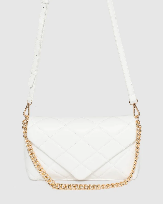 White Mirka Quilted Crossbody Bag