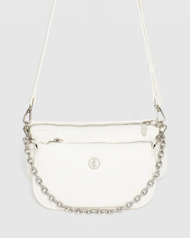 White Vivian Chain Crossbody Bag