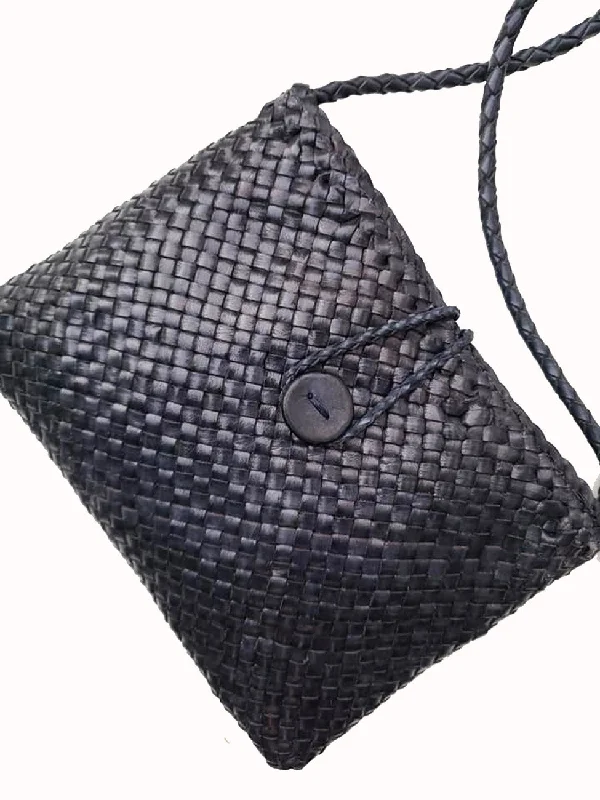 Woven Leather Mini Crossbody Bag