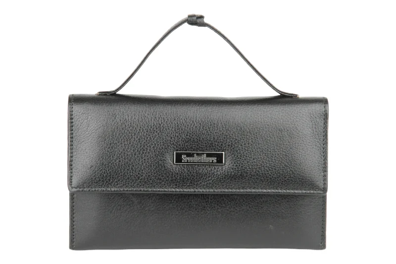 Ladies Premium leather clutch with detachable sling strap 54503 (BLACK)