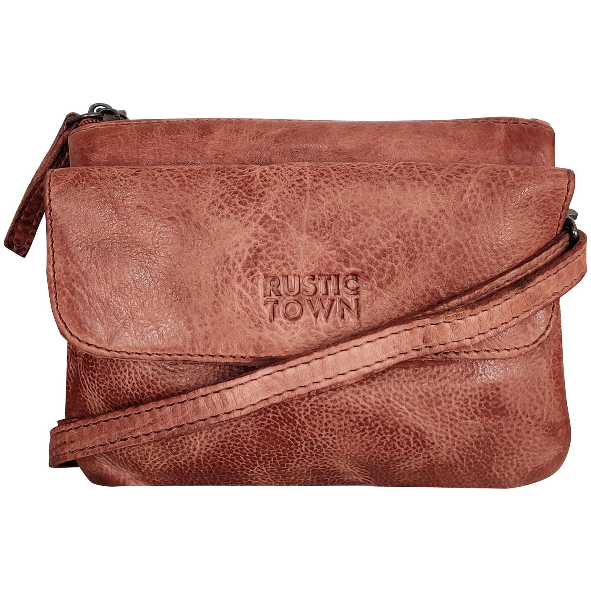 Leather Sling Bag Wristlet Clutch for Women, Brown