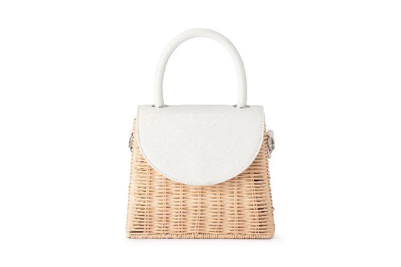 Donna Straw Top Handle Bag (White)