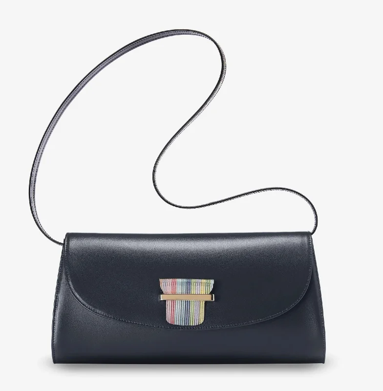 ESME LEATHER CLUTCH - NAVY BLUE