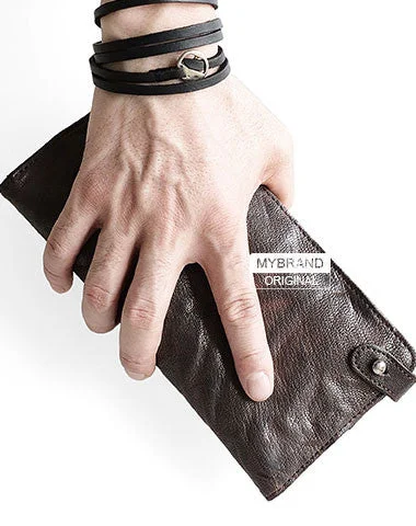 Cool leather Mens long wallet phone clutch wallet vintage wallet for men