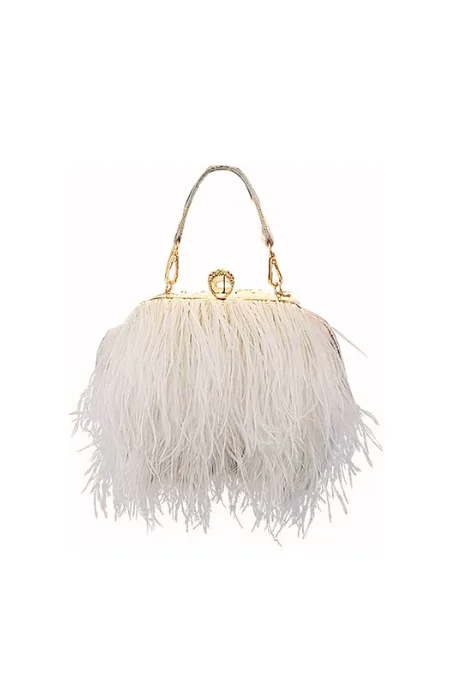 Harlow Ostrich Feather Fringe Evening Bag