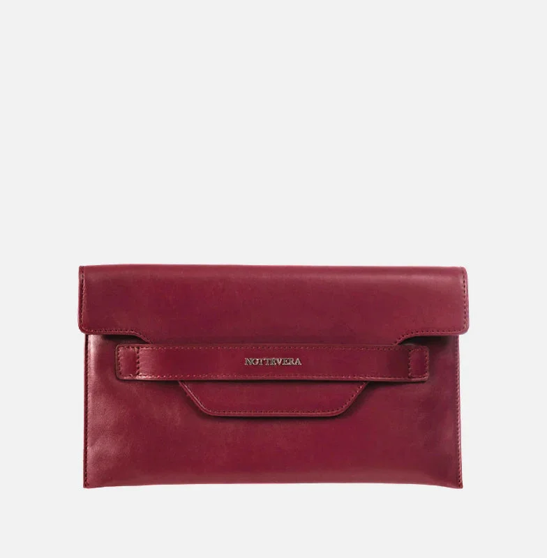 LUISA BURGUNDY MINI LEATHER CLUTCH