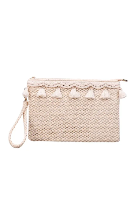 Naya Woven Crochet Tassel Clutch