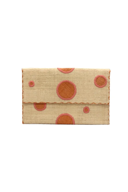 Polka Dot Straw Envelope Clutch Purse