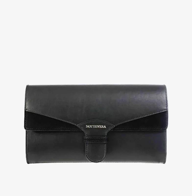 SOFIA BLACK LEATHER CLUTCH