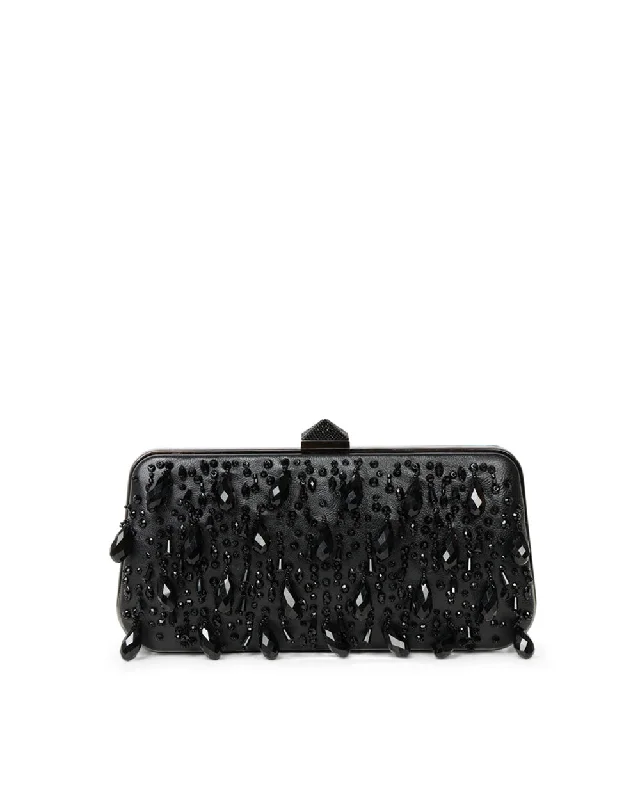 Carry Secrets Rhinestone Minaudiere Clutch in Nero Jet