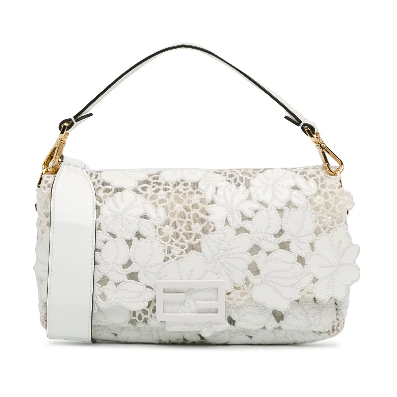 Fendi Embroidered Lace Baguette Satchel (SHG-iD9Gxu)