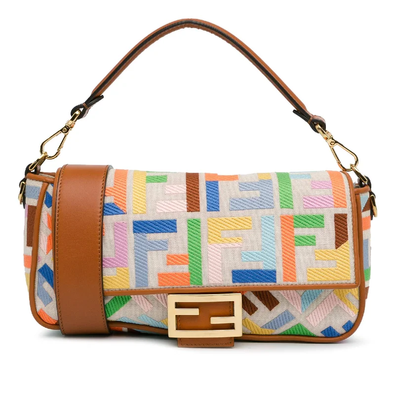 Fendi Zucca Embroidered Canvas Baguette Satchel (SHG-iZ39pU)