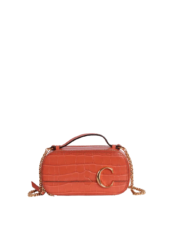 CROCODILE EMBOSSED MINI C VANITY BAG