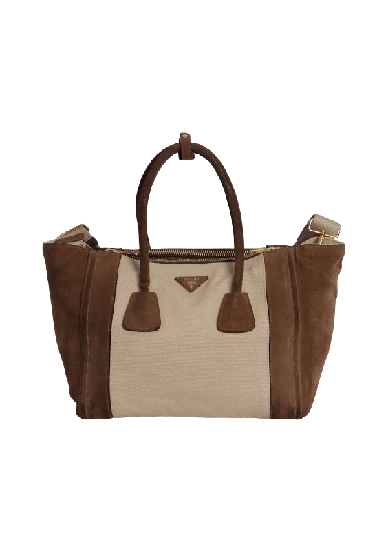 SUEDE TWIN POCKET TOTE