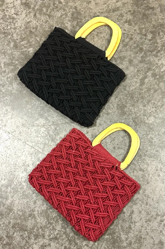 Trendy Backpacks, Huge MarkdownsDesigner Bags For Luxury Collectors Diamond Detail Wood Handle Macrame Bag -2 Colors Trendy Backpacks, Huge MarkdownsDesigner Bags For Luxury Collectors Diamond Detail Wood Handle Macrame Bag -2 Colors