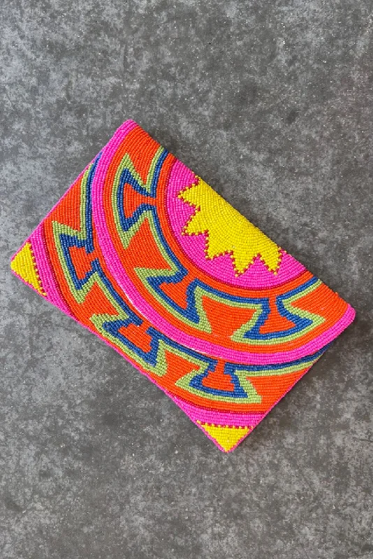  Iconic Handbags At Unbeatable PricesElegant Fashion Offers Orange Tribal Beaded Clutch