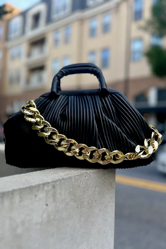 Don't Miss Out – Handbag DiscountsAffordable Bags For Budget Shoppers Pleated Top Handle Bag w/ Chain Don't Miss Out – Handbag DiscountsAffordable Bags For Budget Shoppers Pleated Top Handle Bag w/ Chain